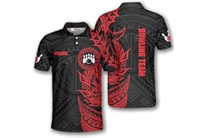 PRIMESTY Custom Bowling Shirts for Men, Custom Name and Teamname Bowling Jerseys, Personalized Bowling Polo Shirts