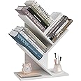 ZRWD Tree Bookshelf, 3-Tier Book Storage Organizer Shelves Floor Standing Bookcase, Wood Storage Rack for Office Home School Shelf Display for Cd/Magazine（White）
