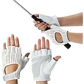 Seenelling Men's Fingerless Golf Glove 11 x 14 cm Half Finger Golf Glove Open-Finger Adjustable Breathable Hot Weather for Men