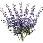 Riyuwal Delphinium Artificial Flowers 37in Purple Larkspur Silk Fake Flowers 6PCS Tall Flowers Faux Flowers Bulk for Tall Vase for Wedding & Home Decor (Purple)