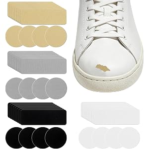 Quvvarly 48 Pcs Shoe Patches for Holes, Rectangular, Round Self-Adhesive Hole Repair Patch, for Sneakers Toe Heel Sports Mesh