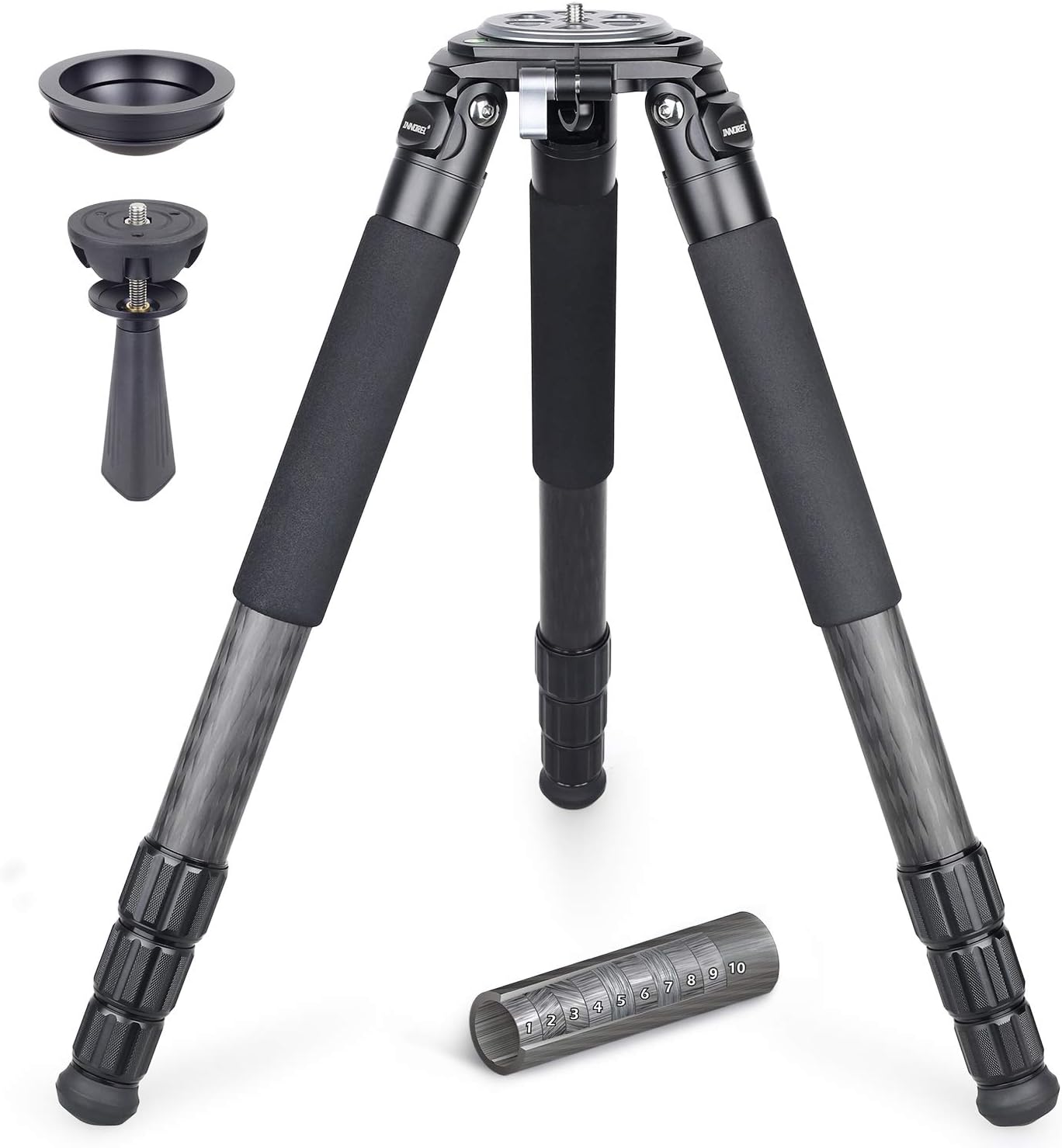 Carbon Fiber Bowl Tripod, INNOREL RT-90C Heavy Duty Bowl Tripod with 75mm Bowl and Bowl Adapter, 40mm Leg Tube Ultra Stable Professional Camera Tripod Max Load 88 Pounds/40kg Camera Stand : Camera & Photo