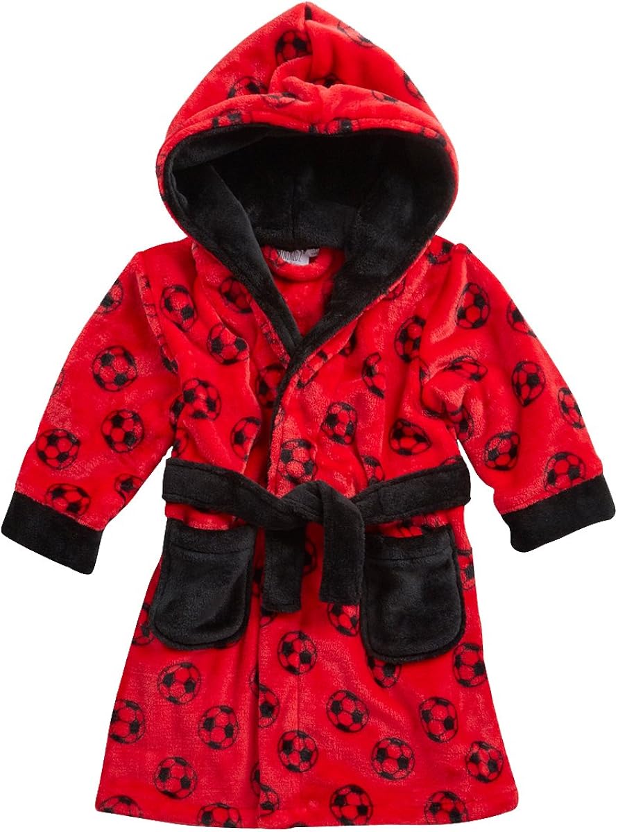 Cargo Bay Kids Boys Football Dressing Gown Soft Flannel Fleece Hooded