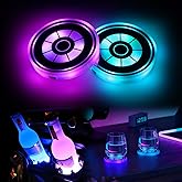GSOWO 2PCS LED Car Cup Holder Lights, [7-Color & 21 Modes] Rechargeable Car Cup Holder Insert Coaster Lights with Vibration Sensor, Car Accessories for Interior Decoration
