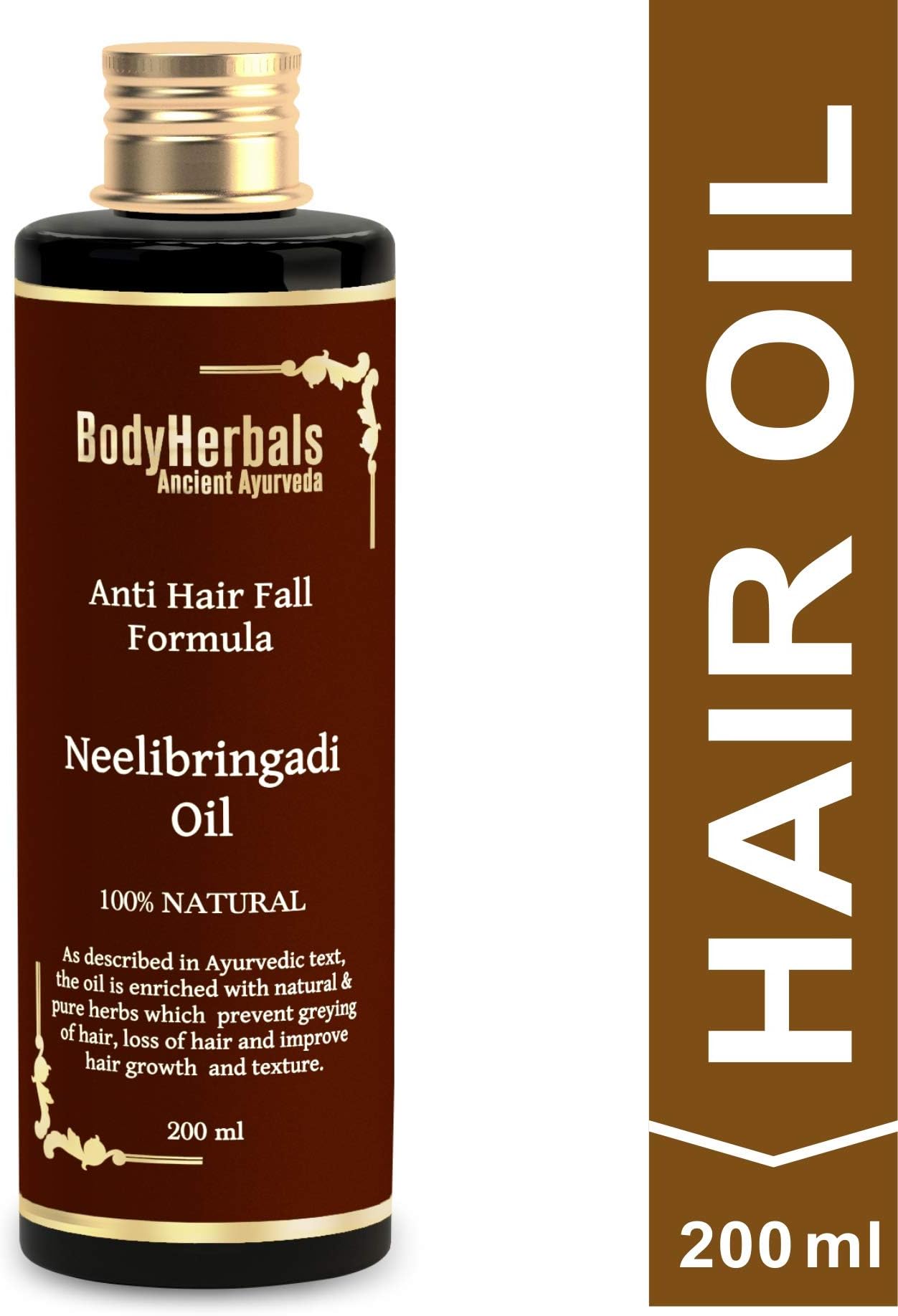 BodyHerbals 100% Natural Neelibringadi Hair Oil (200 ml) For Men & Women | Anti Hair Fall Formula | Reduces Hair Fall, Dandruff & Promotes Hair Growth | Bhringraja, Amla & Brahmi | For All Hair Types