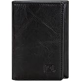 ID Stronghold Slim RFID Trifold Wallet for Men - Genuine Buffalo Leather - Black
