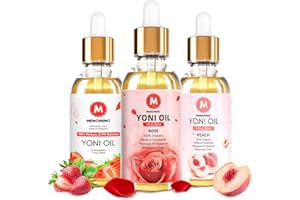 MENOMINO 3 Pack Yoni Oil Organic Feminine Oil for Women pH Balance - Feminine Deodorant -Vaginal Moisturizer -Eliminates Odor with Natural Peach Rose Strawberry Essential Oil, 1 fl oz/pc