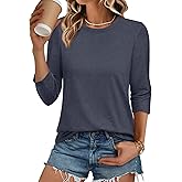 ATHMILE Womens 3/4 Sleeve Blouse Summer Tops Fall Shirt Fashion Blouses Beach Vacation Clothes Spring Tunic 2026 Trendy