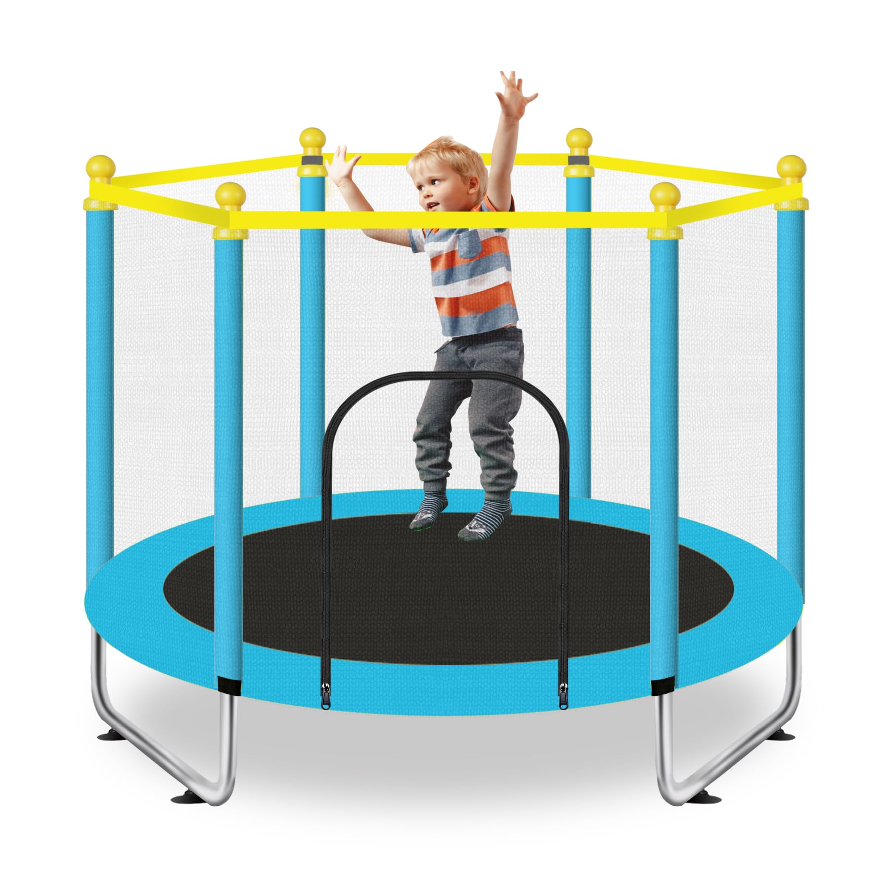 Photo 1 of ***It is used, it is missing parts, it is not known if it works 100%.**60" Toddler Trampoline for Kids Ages Indoor & Outdoor Kids Trampoline with Safety Enclosure Net, Birthday Gifts