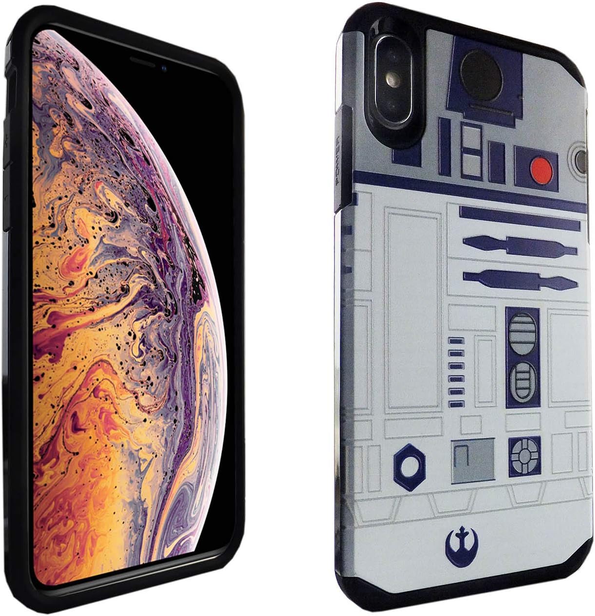 R2D2 iPhone Xs MAX Case, DURARMOR Dual Layer Hybrid Shockproof Armor Case Cover for iPhone Xs MAX 6.5 Inch (2018) R2D2