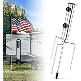EZIRVLIFE Flag Pole Holder for Ground - 4 Tips Heavy Duty Metal Ground Stake, Adjustable Flag Pole Ground Stake, Fits 1.43" Diameter Ground Mount for Portable Flagpole