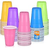 zisiueel 100 Pcs Colored Plastic Cups 16 oz Disposable Cup Bulk Assorted Drinking-Cups Multicolor for Everyday Use Birthday Party Celebration, 5 Colors, Easy Grip