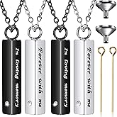 Kenning 4 Pieces Cremation Jewelry for Ashes Memorial Urn Pendant Necklace Crystal Stainless Steel with CZ Necklace Keepsake Ashes Pendant for Women Pet Cremation Jewelry, Black and Silver