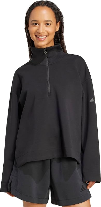 Femme Soft Lux Quarter-Zip Sweatshirt, Black, S