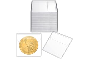 EAASTY 150 Pcs Single Pocket Coin Sleeves Currency Bill Holders Clear PVC Individual Sleeves Holders Coin Holder Currency Bills Protector Plastic Coin Pouch (Square, 2.2 x 2 Inch)