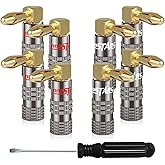 InnoStars Right Angle Banana Plugs for Speaker Wire (4 Pairs, 8 Pcs), 90 Degree Pin Plug Type, Bullet Pin Speaker Banana Jack Terminals, Support 12 AWG to 20 AWG Wires