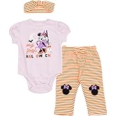 Disney My First Halloween Baby Girls Bodysuit, Pants and Headband 3 Piece Outfit Set Newborn to Infant Sizes (0-24 Months)