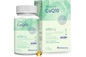 MISTACCY CoQ10 600mg Softgels | High Absorption CoQ10 Ubiquinol Supplement | Reduced Form Enhanced with Vitamin E & Omega 3 6 9 | Antioxidant Powerhouse Good for Health| 60 Softg