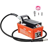 VEVOR Air Hydraulic Pump 10,000 PSI 1/2 Gal Reservoir NPT 3/8" Oil Outlet | Single-Acting Ram Applications, NPT 1/4" Inlet, Foot Actuated Pump, with 6.6 ft Hose, for Auto Body Frame Machine, Orange