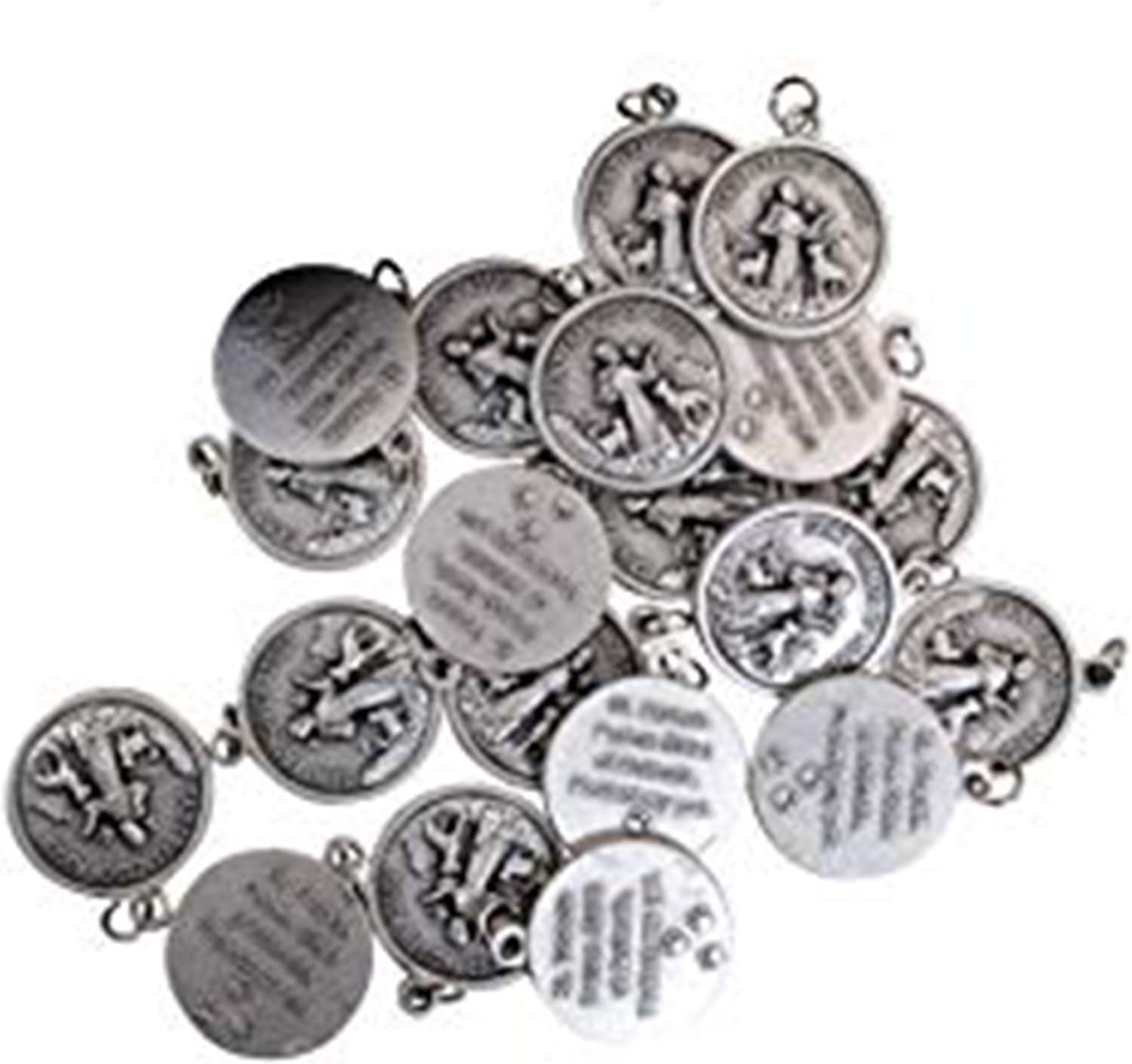 Bulk Medal Lot of 20 Metal Saint Pendant (Round St. Francis