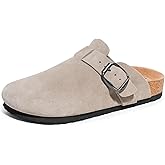FITORY Mens Suede Clogs with Arch Support，Leather Cork Footed Mules Size 7-14