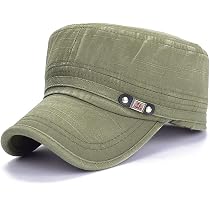 KRISPHILY Classic Cotton Flat Top Military Cadet Cap,Army Hat