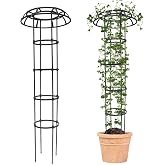 Quibbay 65 Inch Mushroom Top Garden Trellis for Climbing Plants, 1 Pack | Metal Plant Trellis Support for Potted Plants Climbing Vine Flower Rose Clematis, Garden Trellis for Outdoor,Rustproof Coated