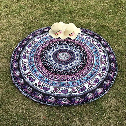 Indian Elephant Type Round Mat Scarve Fashion Mandala Tapestry Beach Mat Picnic Throw Rug Blanket Bohemia Grassplot Mat (Green)