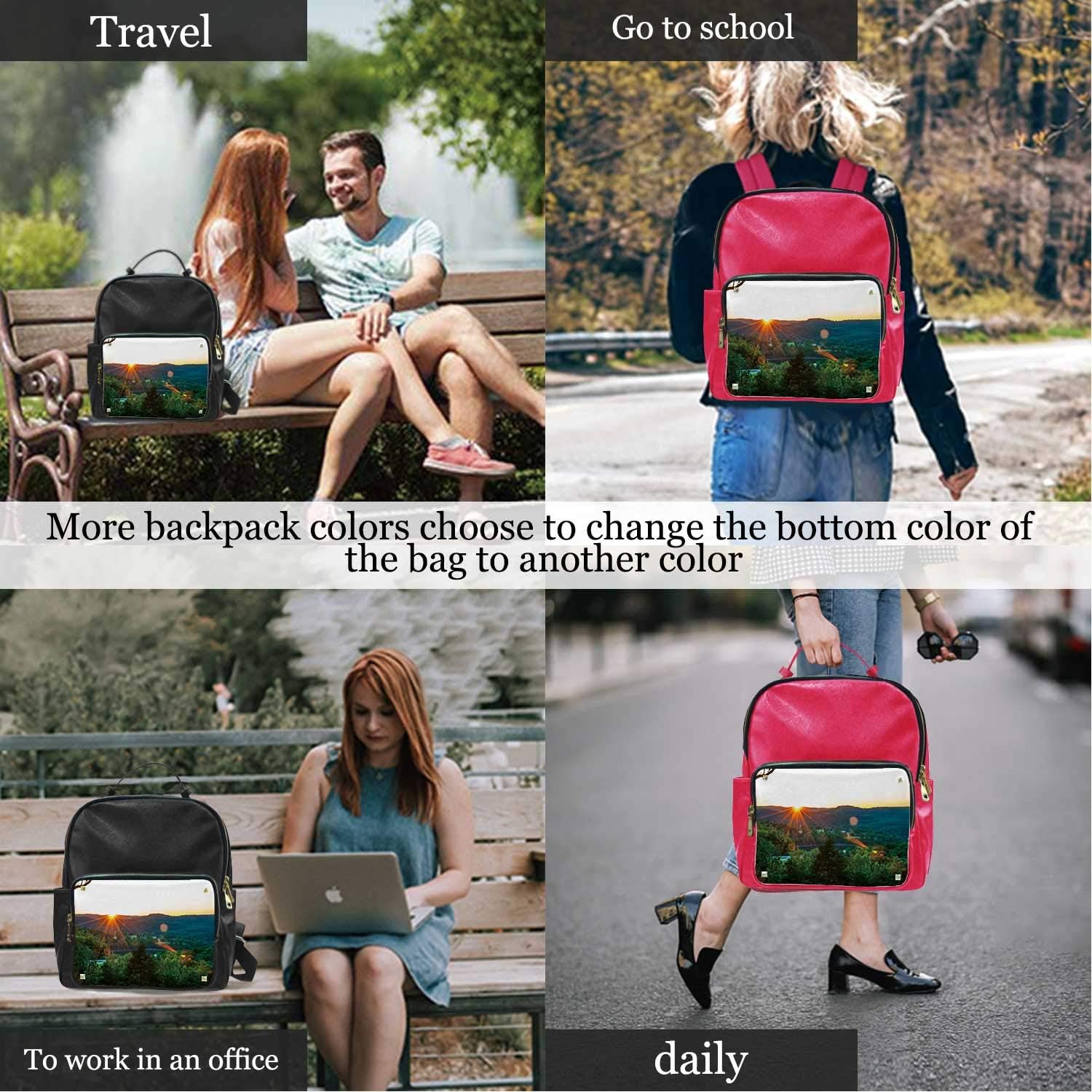 Eureka Springs Sunset,Leather Bag Small for Women Travel 15IN