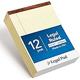 TOPS 8.5 x 11.75 Legal Pads, 12 Pack, The Legal Pad Brand, Wide Ruled, Yellow Paper, 50 Sheets Per Writing Pad, Made in the USA (7532)
