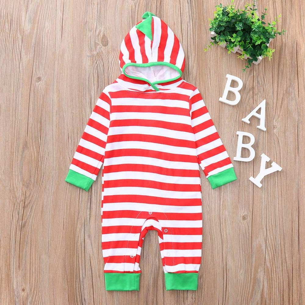 ZLOLIA Baby Clothes Autumn Winter Boy Girl Long Sleeve Stripe Hooded Romper Jumpsuit (70, Red): Home & Kitchen