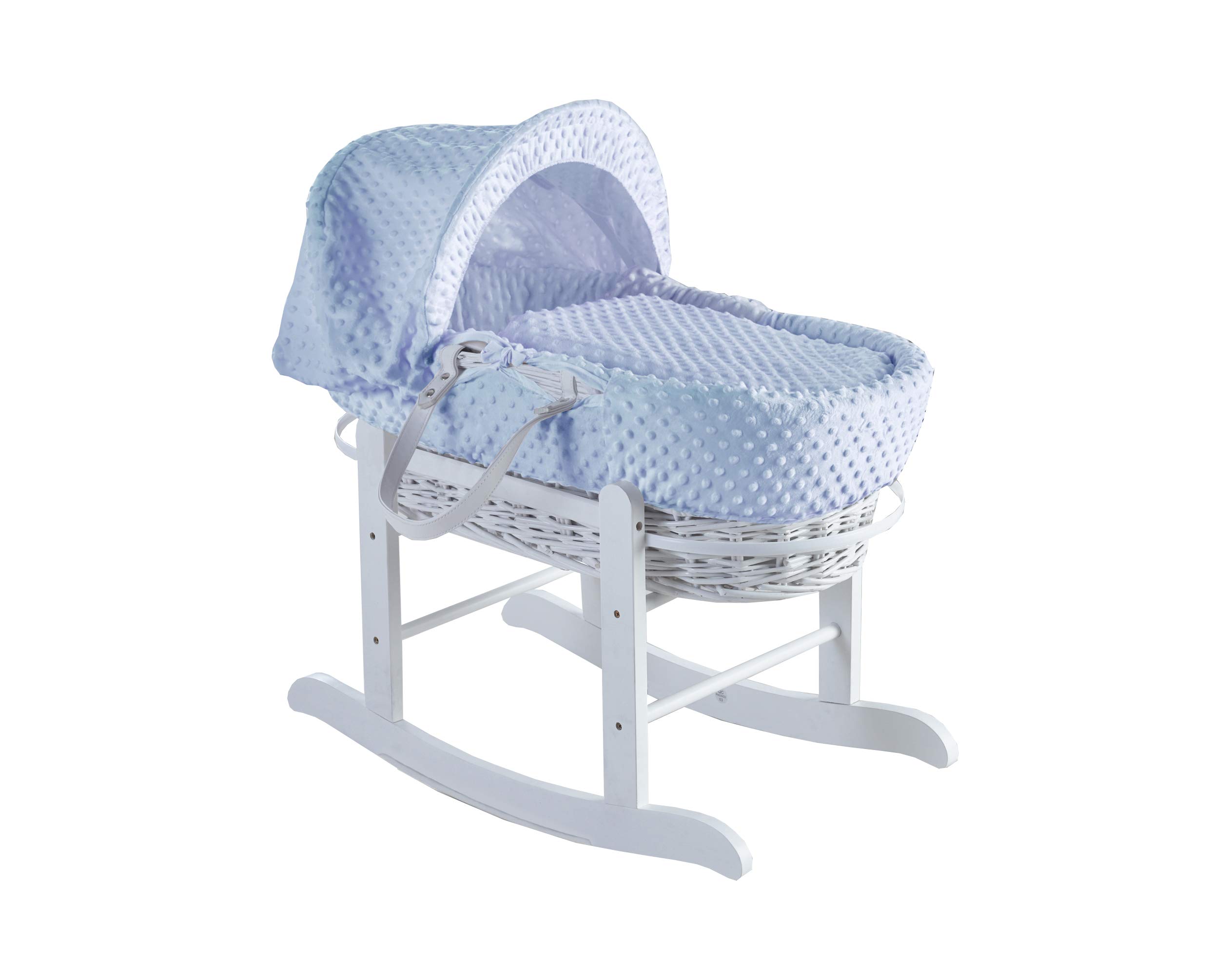 white wicker moses basket with stand