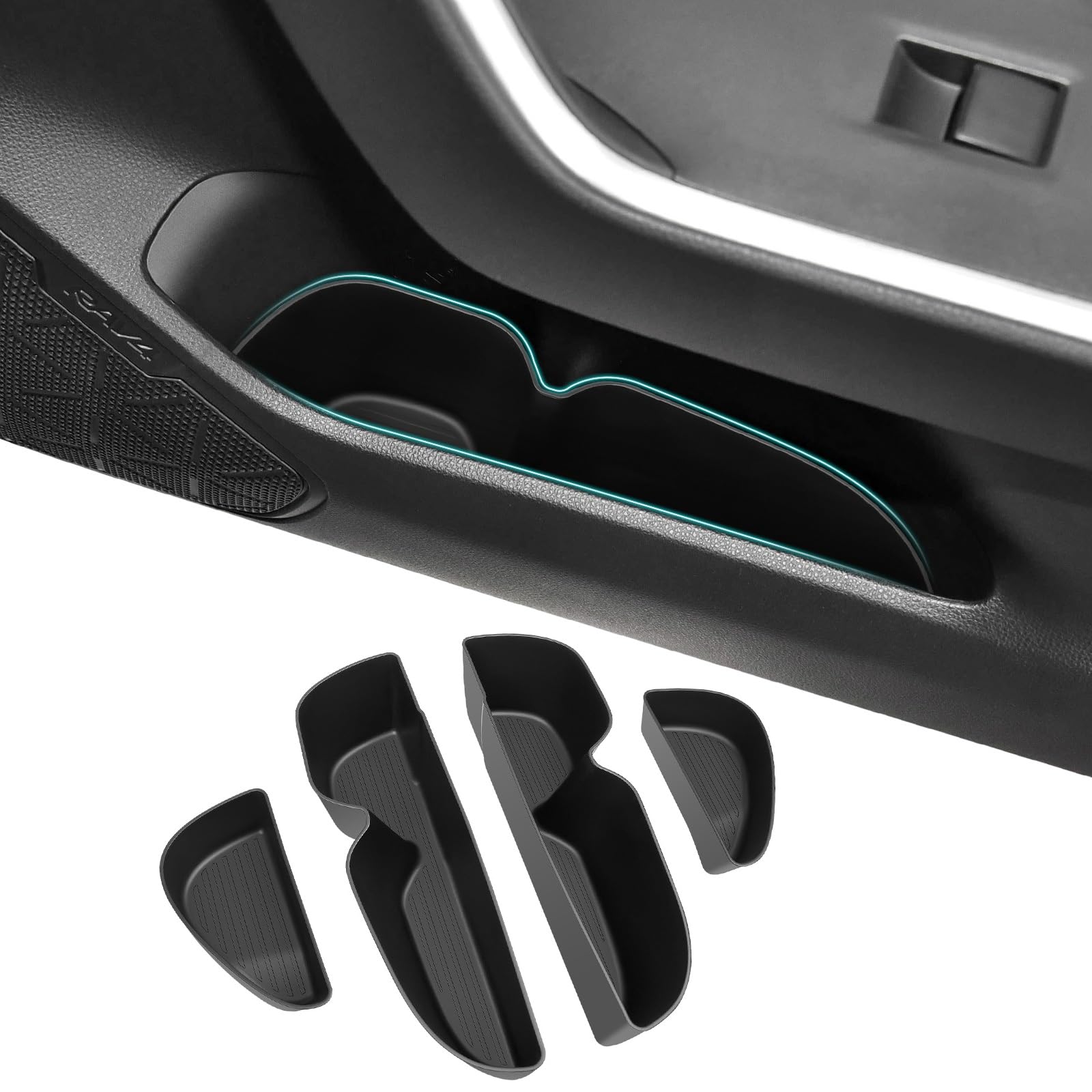 Photo 1 of OUSUWO Door Side Storage Box Compatible with 2019-2025 Toyota RAV4 Accessories, Front & Rear 4PCS Door Handle Insert Organizer Tray, TPE Phone Pockets Fit for RAV 4 RAV-4 Accessories