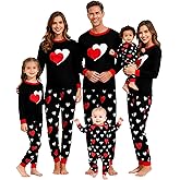 Urkutoba Family Matching Valentine's Day Pajamas Sets-Long Sleeve Cute Heart Print Pajamas for Couples&Kids|Family Pjs Gifts