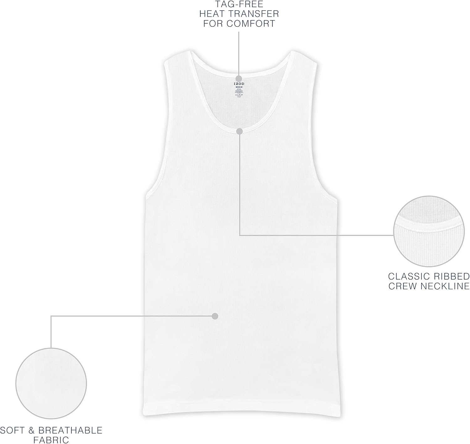 IZOD Men's 5 Pack A-Shirt at  Men’s Clothing store
