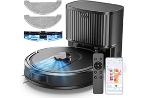 PSUK W11 Robot Vacuum and Mop with Self-Emptying, 60-Day Capacity,LiDAR Navigation, Home Mapping, 3000Pa Suction,No-Go Zones, Robotic Vacuum Cleaner for Pet Hair,Hard Floors, Carpets