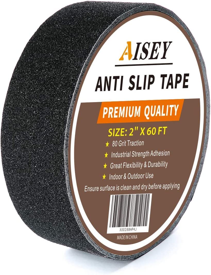 AISEY Anti slip Tape for Stairs Outdoor/Indoor Waterproof Grip Tape Traction Tread Staircases, 2in x 60ft Black