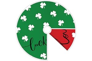 LONFLINESS Double-Sided Happy St. Patrick's/Valentines Day Tree Skirt 36 in Short Plush Love Heart Shamrock Print Mat Reversible Festive Christmas Tree Skirt for Home Tabletop Trees Spring Holiday Party Decors
