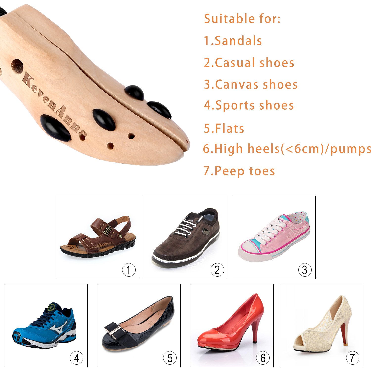 KevenAnna Pair of Premium Professional 4-way Shoe Trees, Shoe Stretcher for Men or Women