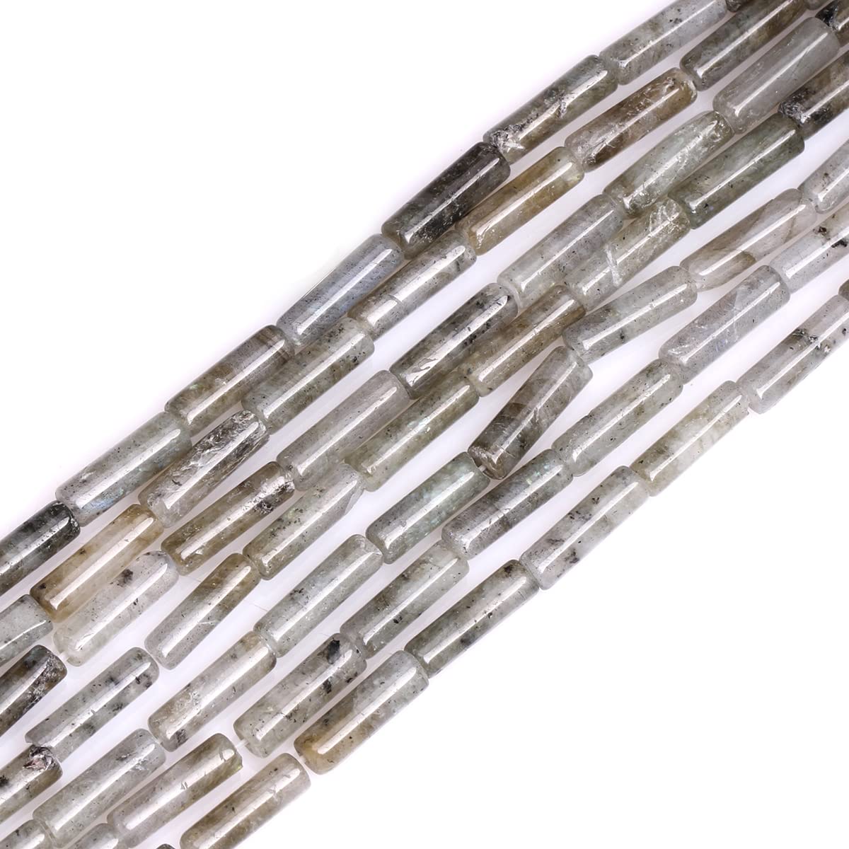 SHGbeads 4x13mm Gray Labradorite Semi Precious Gemstone Column Tube Loose Beads for Jewellery Making DIY Handmade Craft Supplies 15"
