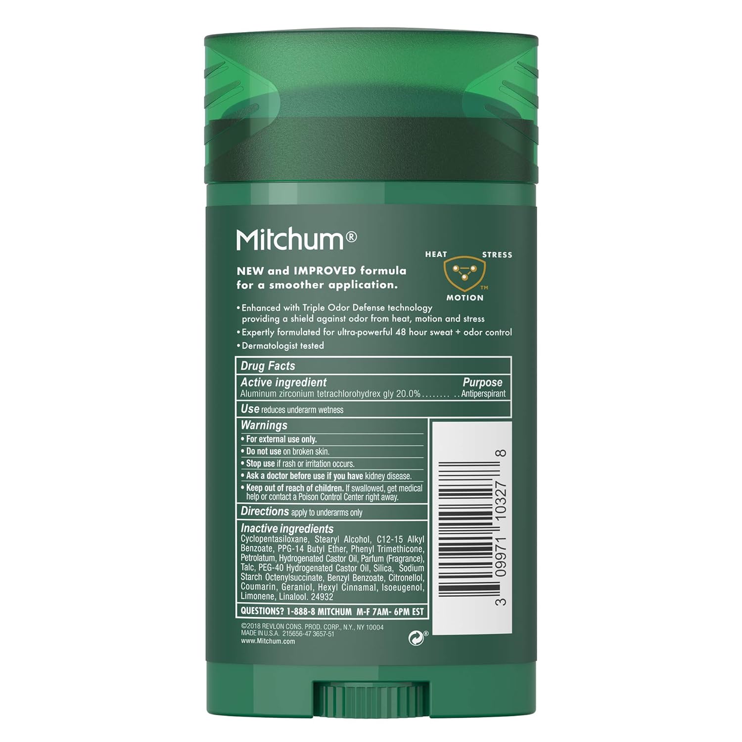 Mitchum Antiperspirant Deodorant Stick for Men, Triple Odor Defense Invisible Solid, 48 Hr Protection, Dermatologist Tested, Clean Control, 2.7 oz: Beauty