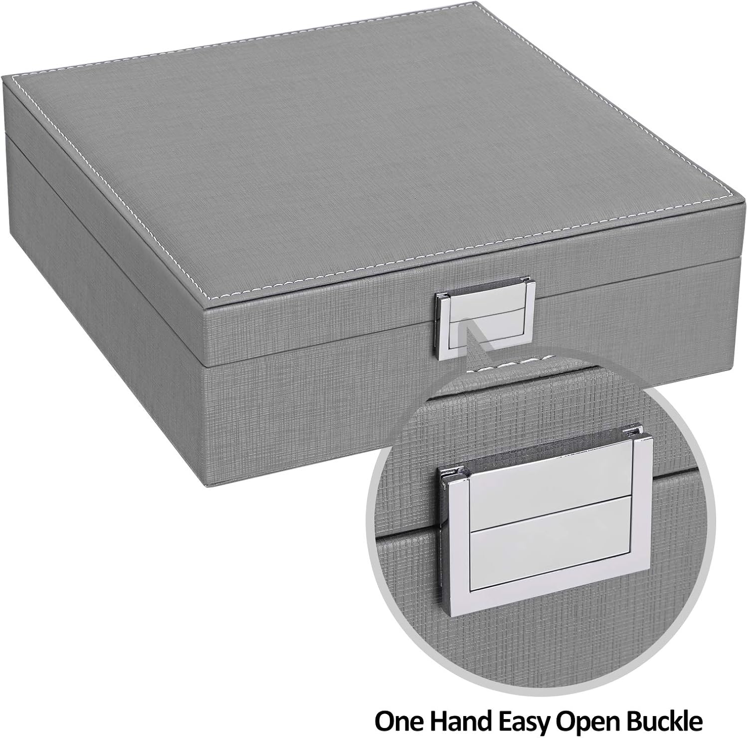 BEWISHOME Jewelry Box for Women 35 Compartments Jewelry Organizer - 6 Necklace Hooks, 2 Layers - Jewelry Boxes Display Storage Case Jewelry Holder for Girls Grey SSH71H: Home Improvement