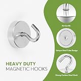 Neosmuk 60lb Extra Strong Magnets with Hook Pack of 6 Silver view 5