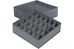 Sock Drawer Organizer Divider 2 Packs Underwear Organizer, 24 Cell & 7 Cell Closet Organizers and Storage Organizer Sock Hold