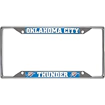 NBA Rico Industries  Laser Cut Inlaid Standard Chrome License Plate Frame Oklahoma City Thunder