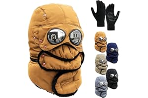 2026 New Winter Thermal Hat with Glasses, Winter Pilot Hat Trapper Hats, Cycling Windproof Ski Mask