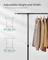 SONGMICS Clothes Rack with Castors Adjustable Height 97-165 cm Black LLR001B01 view 5