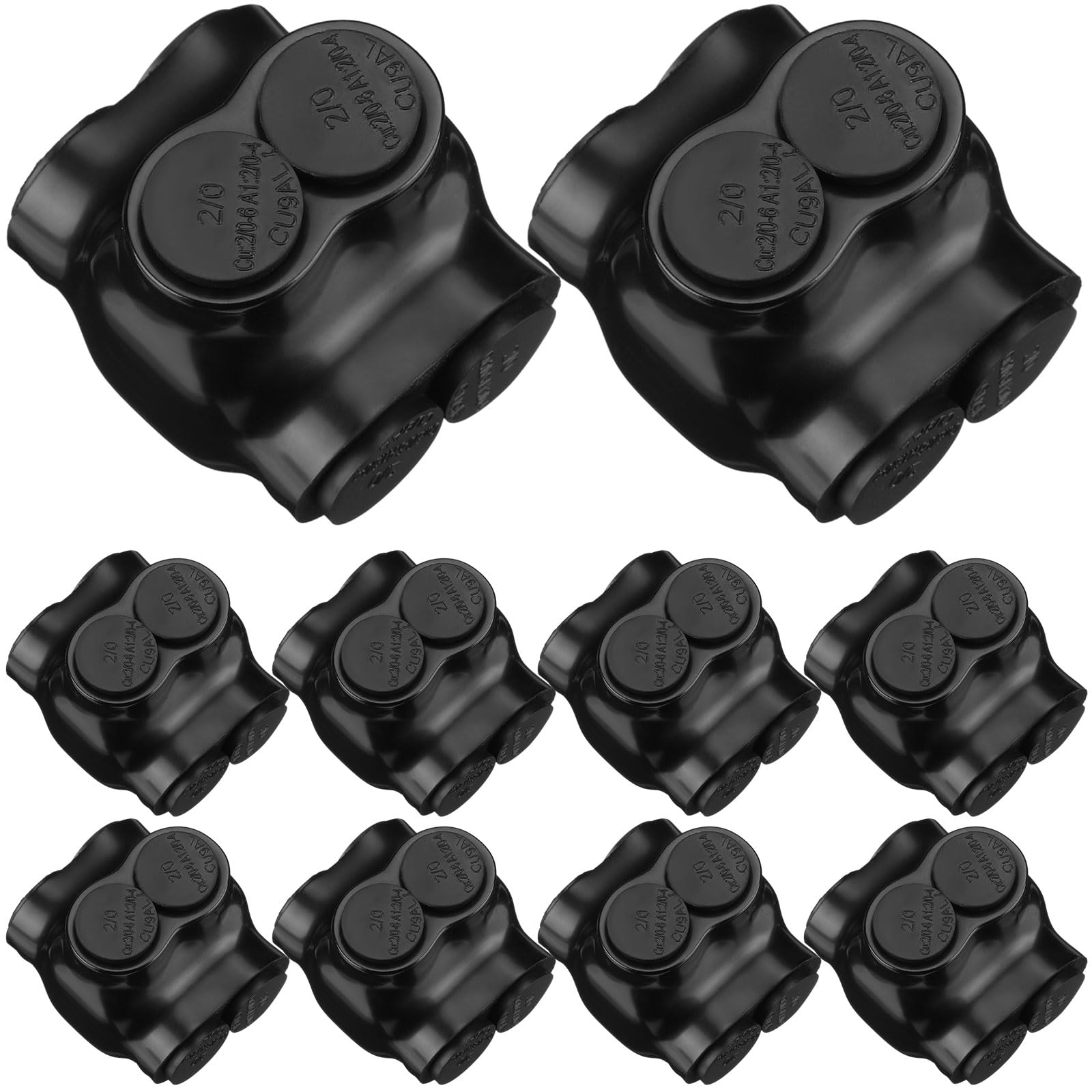Photo 1 of Copkim Insulated Wire Connectors Multi Splice Connector Dual Entry Electrical Power Connector Black Cable Connectors 2 Port Connectors(10 Pcs,2/0-6 Wire Range, Slotted or 3/16" Allen Hex)
