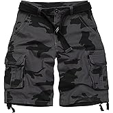 KOCTHOMY Men's Camo Cargo Shorts Relaxed Fit Casual Cotton Shorts with Multi-Pockets No Belt