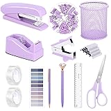 13 in 1 Purple Desk Office Supplies Set, Purple